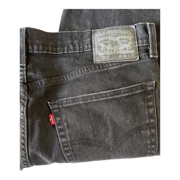 Men’s Levi’s 502 Black Taper Jeans Size 36x34 - Picture 5 of 8